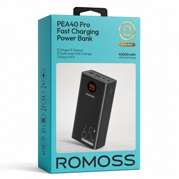 Повербанк ROMOSS PEA40 Pro 40000 мА&middot;год 65W Швидкозарядний зовнішній акумулятор P-65-40000 фото